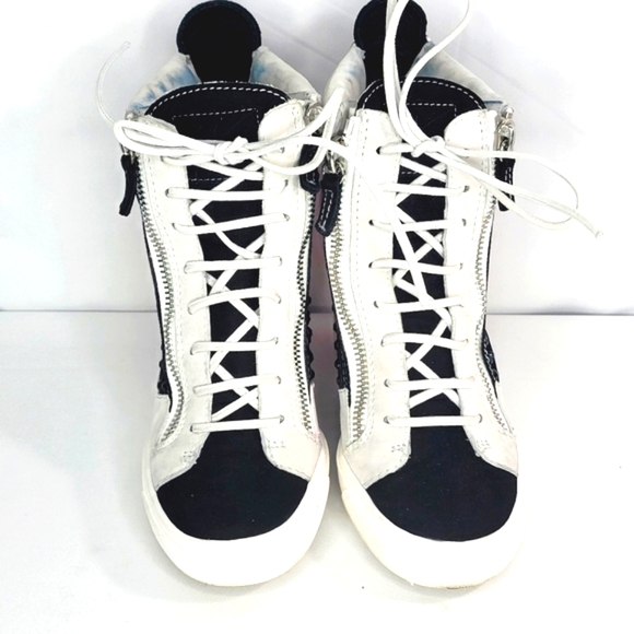 Giuseppe Zanotti Crystal Embellished Suede Wedge Sneakers Size 39 (US-9) S1276 - Picture 6 of 8